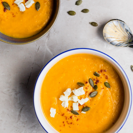 Velouté de giraumon au piment, lait de coco et citron vert