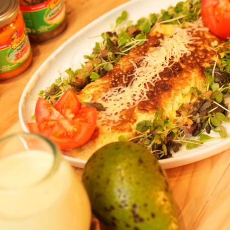 OMELETTE DE FEROCE D’AVOCAT ET SMOOTHIE AVOCAT ET BANANE